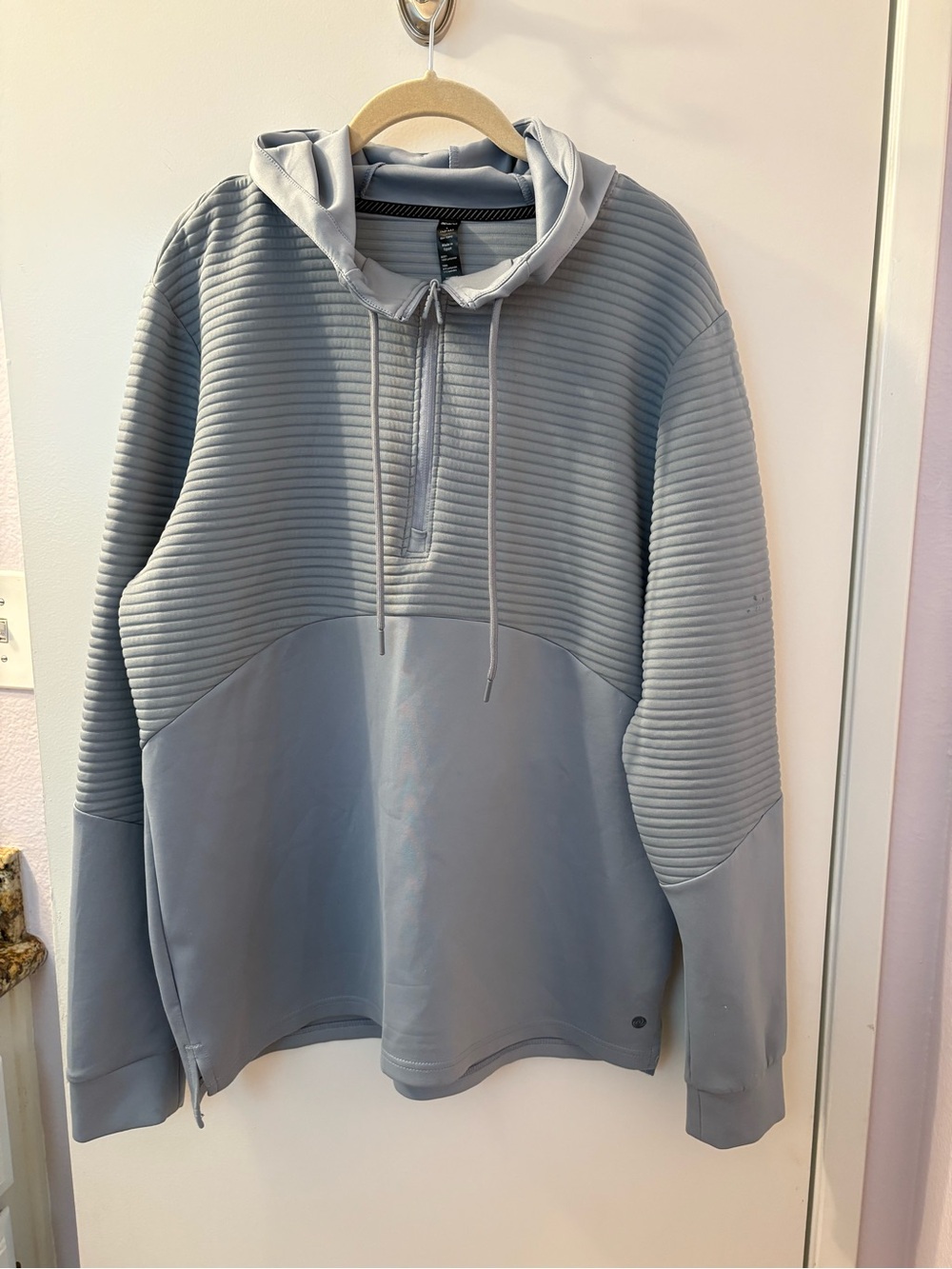 APANA MENS L Smoky Blue OTTOMAN Active SWEATSHIRT Zip PULLOVER Sport Hoodie Top
